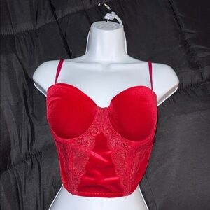 Victoria's Secret Scarlet velvet Lace Corset 34D